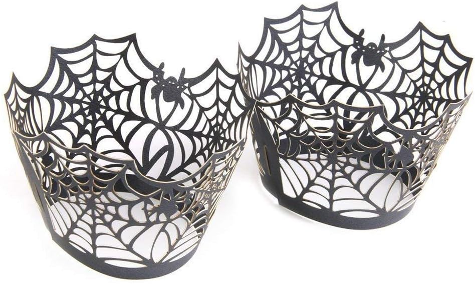 Halloween Cupcake Wrappers,Spider Web Cupcake Wrapper,Halloween Party Decorations Supplies 36Pcs