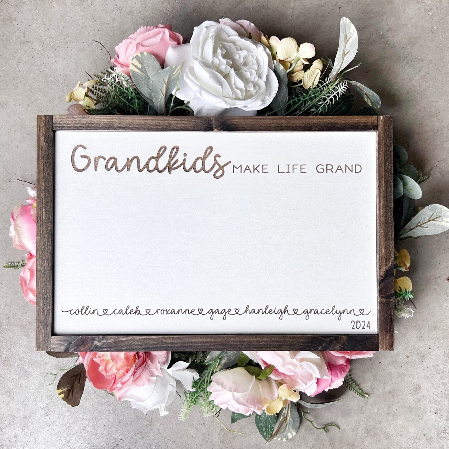 Grandkids Handprint Sign, DIY Gift for Grandma, Grandkids Make Life Grand Hand print Art product 6