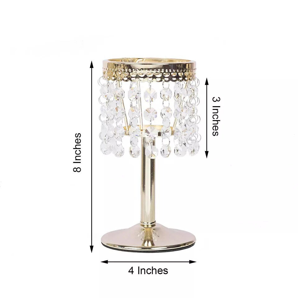 8&#x22; tall Faux Crystal Beaded Wedding Centerpieces Candle Holder