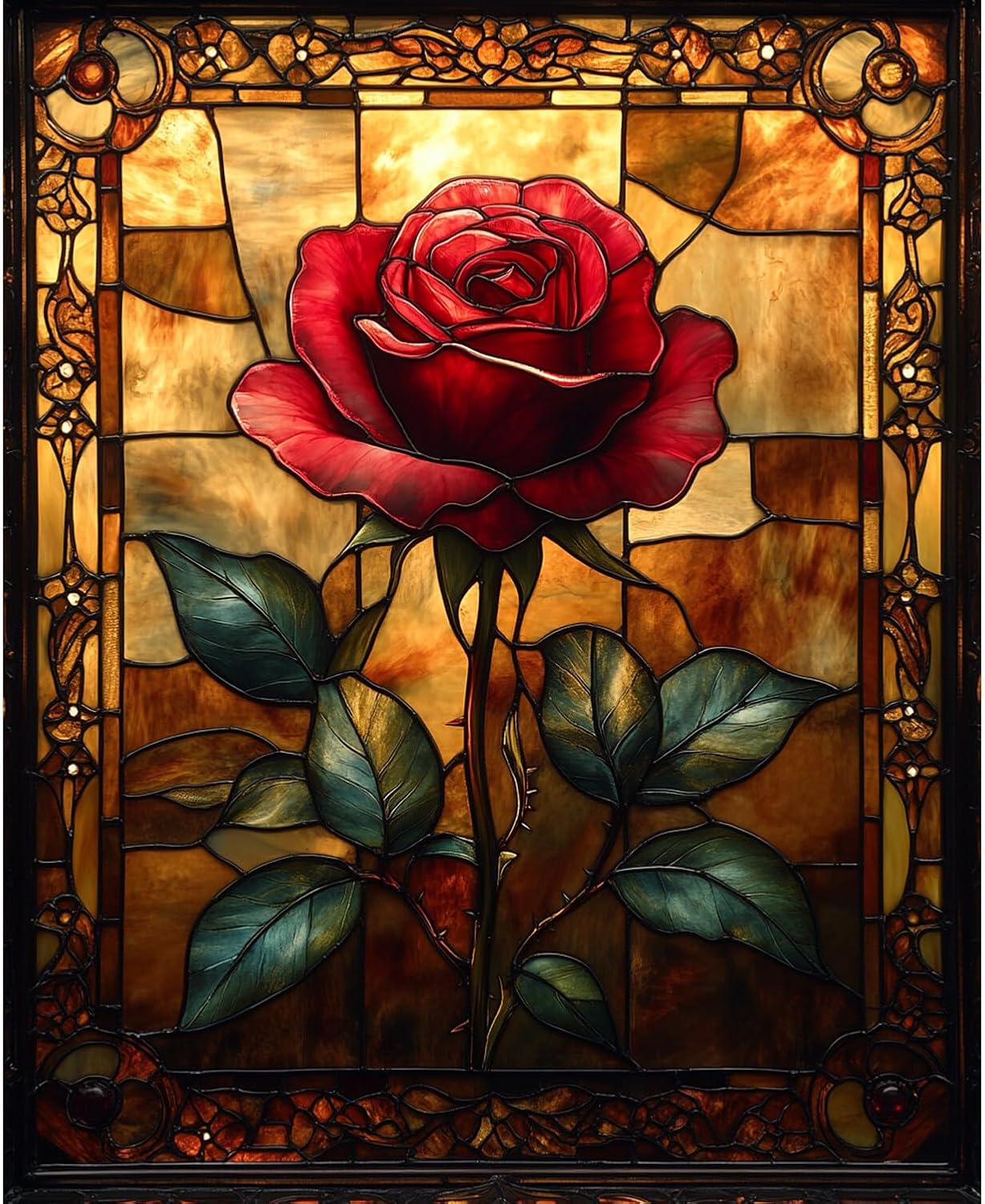 Rose Paint by Numbers Kit 16x20” – Beginner DIY Canvas for Adults