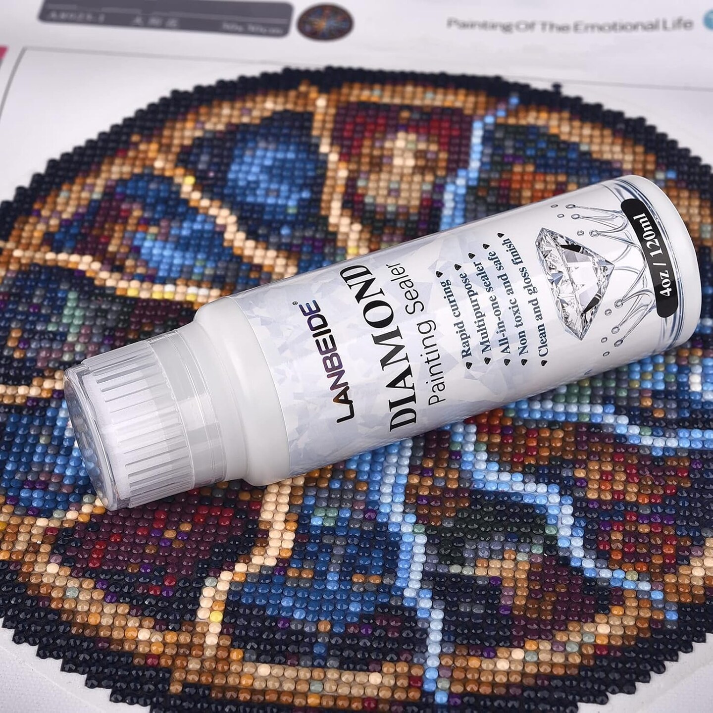 Diamond Sealer 120ML, 5D Diamond Glue Permanent Hold &#x26; Shine Effect Sealer for Painting &#x26; Puzzle Glue (4 OZ)