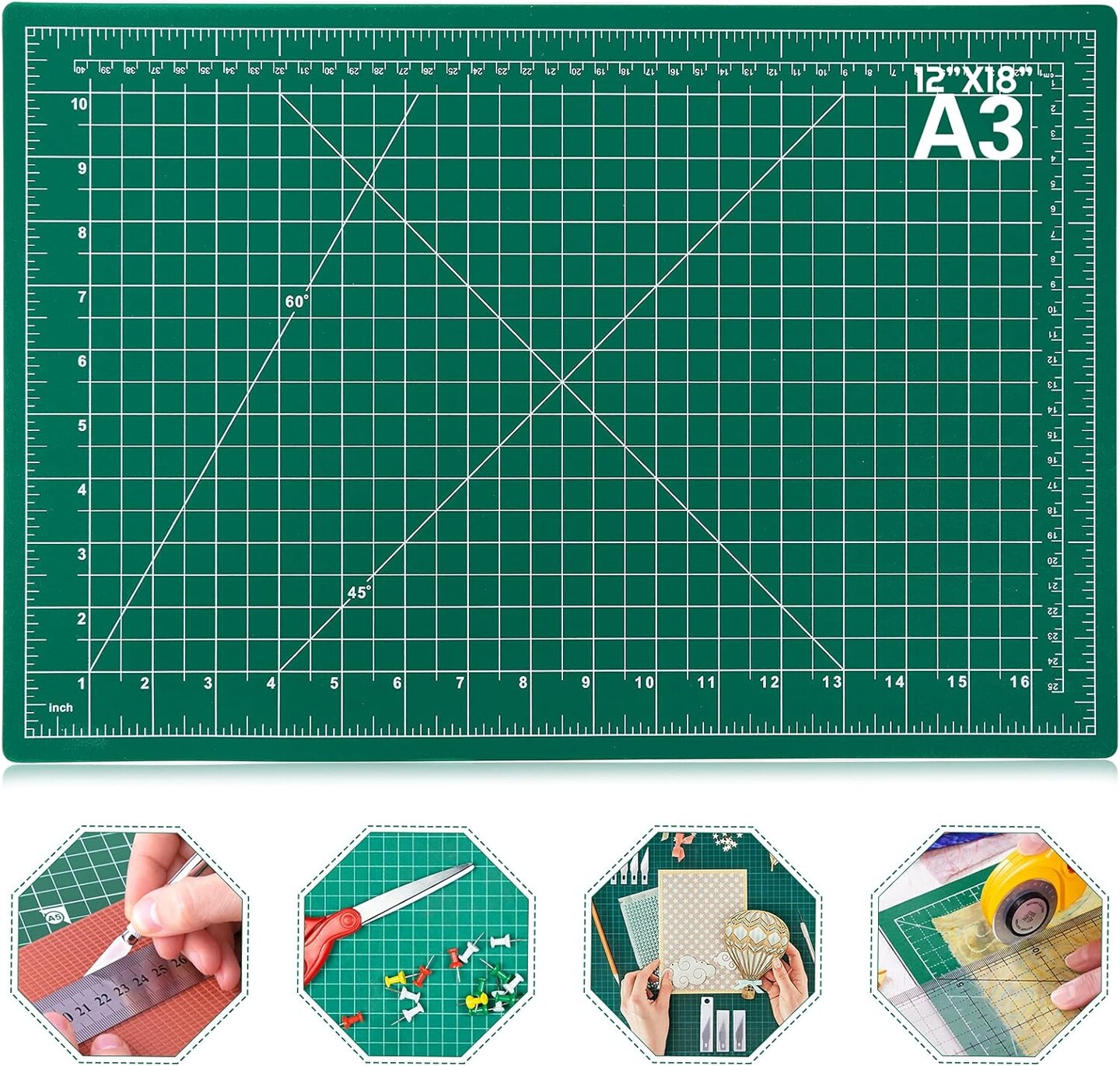 Self Healing Sewing Mat, 12inch x 18inch Rotary Cutting Mat Double Sided 5-Ply Craft Cutting Board for Sewing Crafts Hobby Fabric Precision Scrapbooking Project