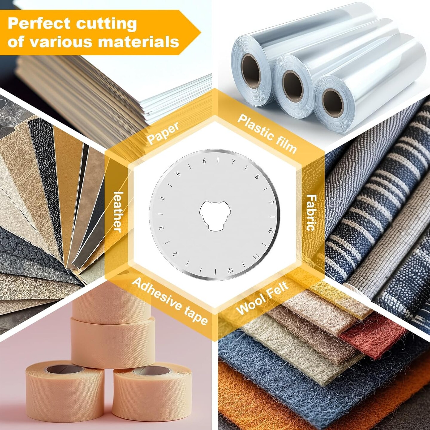 10 PCS 45mm Rotary Cutter Replacement Blades Ultra-Sharp and Durable Steel Blades with Clear Scale Rotary Cutter Blades for Quilting Sewing Crafting and Fabric Leather Cutting (45mm-Silver)