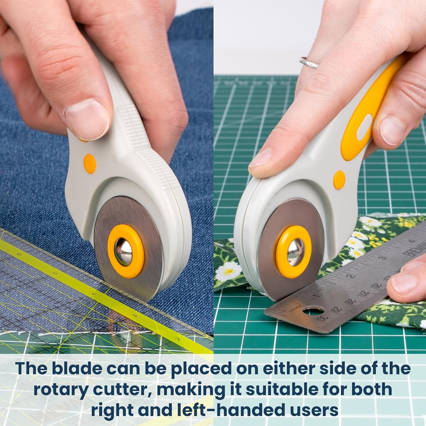 Rotary Cutter For Fabric with 5 Rotary Blades - 45mm Rolling Cutter with Safety Lock - Fabric Roller Cutting Wheel - T-Shirt Cutting Tool