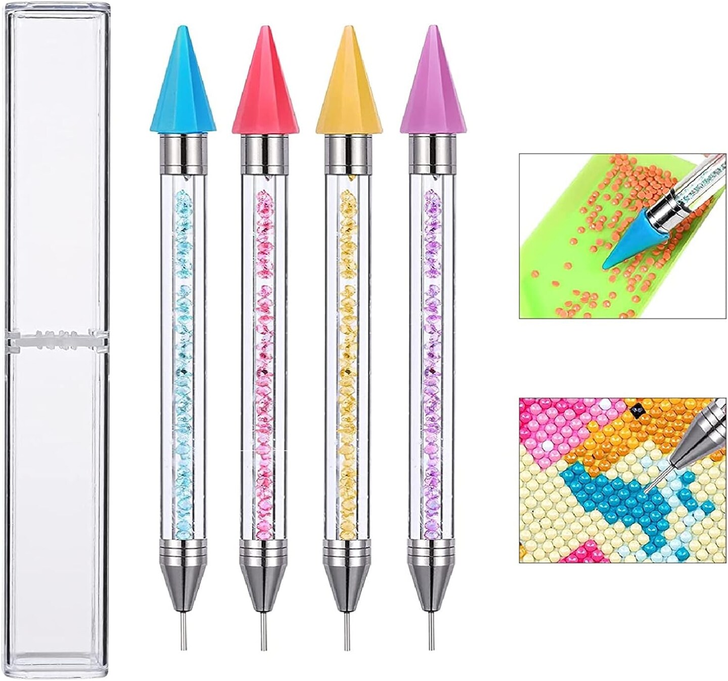 4 Pieces No Wax Needed Diamond Painting Tools Self-Stick Drill Pens