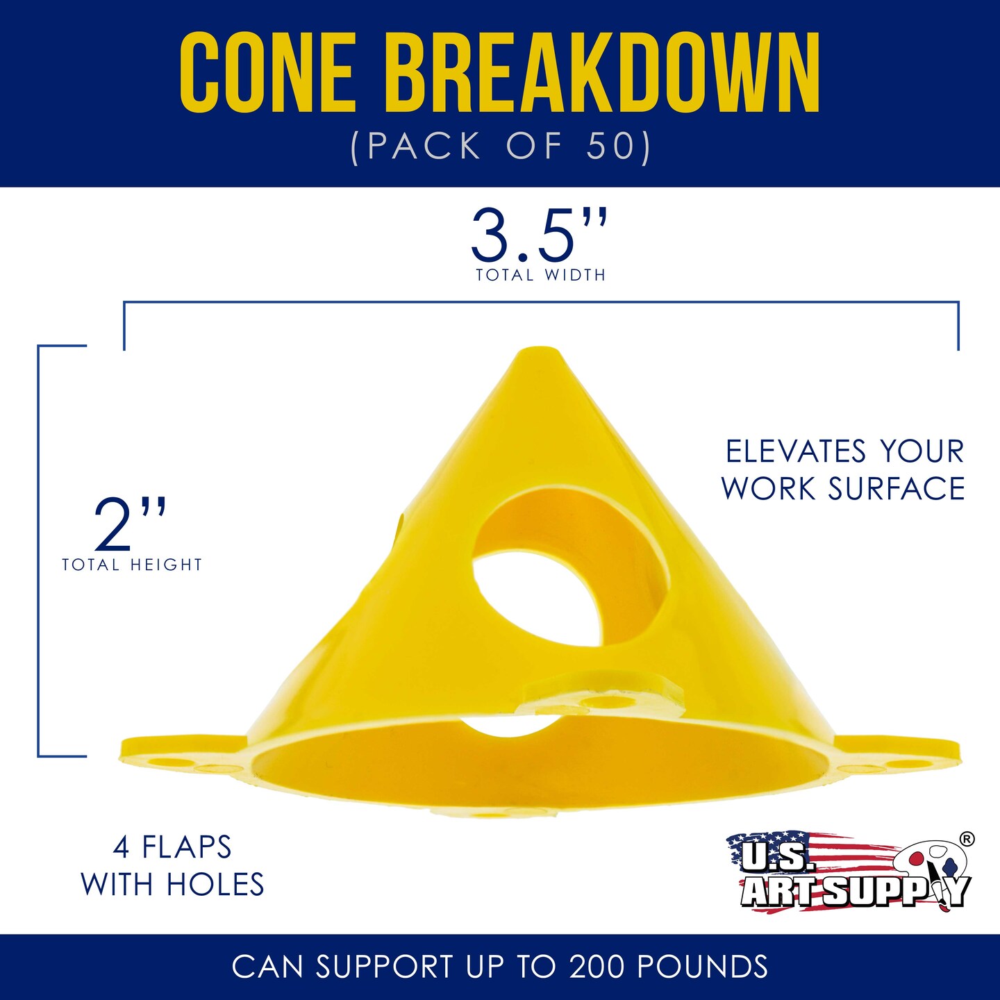 Yellow Cone Canvas and Cabinet Door Risers - Acrylic and Epoxy Pouring Paint Canvas Support Stands (Pack of 50)