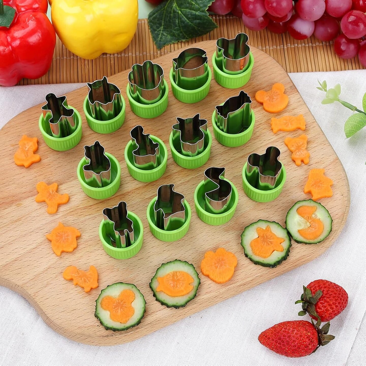 Mini Cookie Cutters &#x26; Fruit/Vegetable Stamps 35 Pack