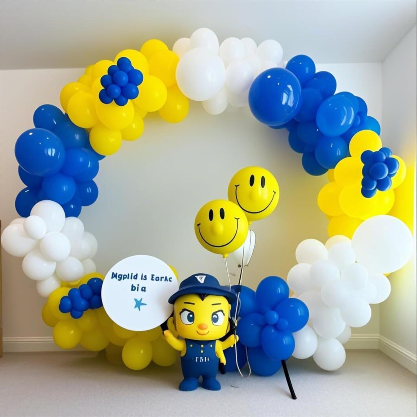 Royal Blue and Yellow Balloon Arch Kit, 129pcs Dark Blue White and Metallic Blue Gold Latex Balloons