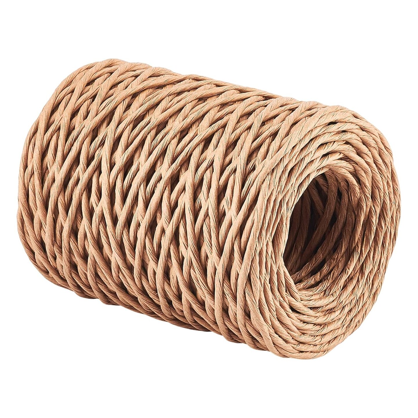2mm 164ft(50m) Floral Iron Bind Stem Wire Paper Wrapped Rattan Rope Rustic Paper Twine for Flower Bouquets Wedding Gift Wrap Weaving Basket Vase Christmas Decoration, Light Brown