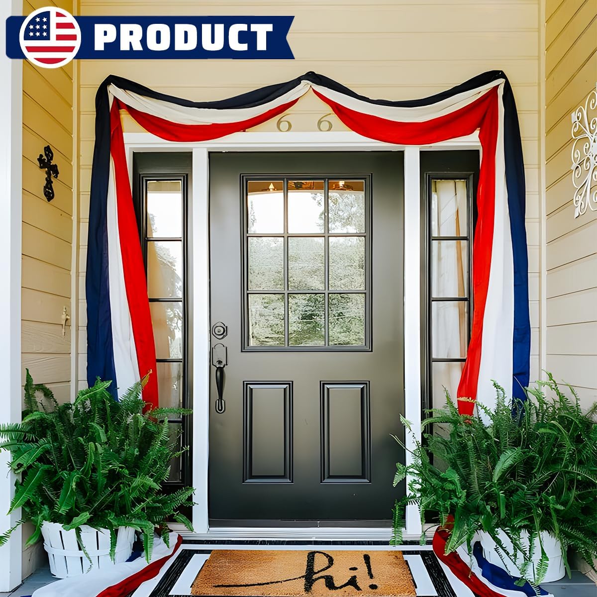 2Pack Patriotic Bunting US Flag Decorations 4th of July Decor 2x20 Ft Large Red, White &#x26; Blue Banner Veterans Day Memorial Days Celebration