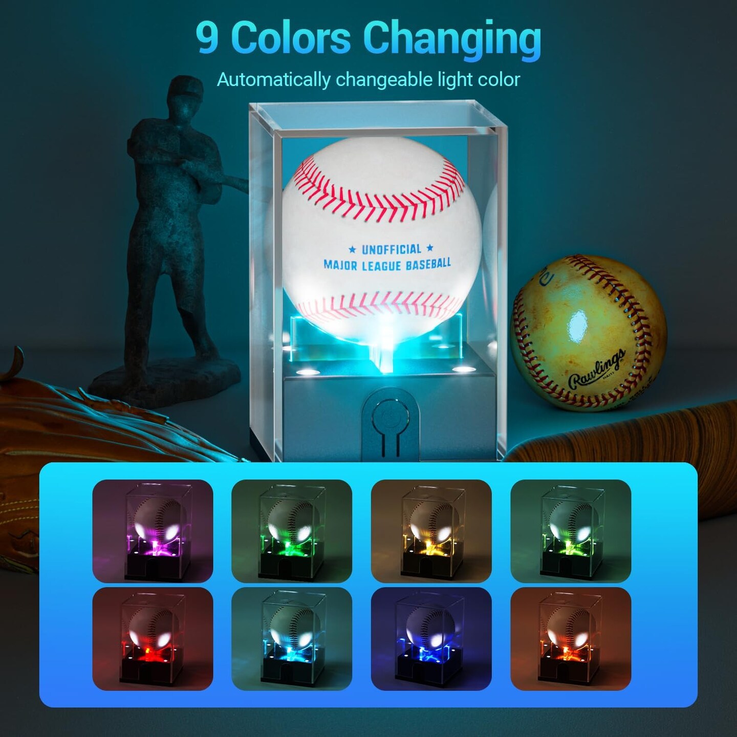 Baseball Display Case with Led Light, Light up Baseball Case for Display, Acrylic Baseball Holder Display Case, UV Protected Clear Baseball Stand Baseball Cube for Memorabilia Baseball Gifts Welcome to Seller Assistant Please log in to your account