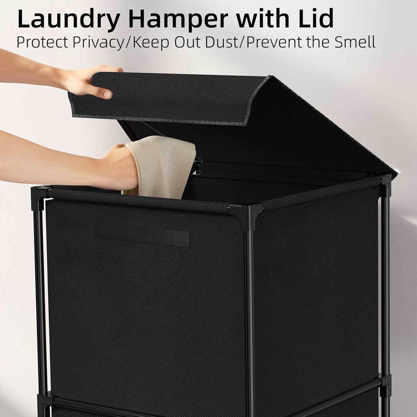 145L (38Gal) Laundry Hamper with Wheels &#x26; Lid - Rolling Clothes Basket for Apartment, Bathroom, Dorm, Camping