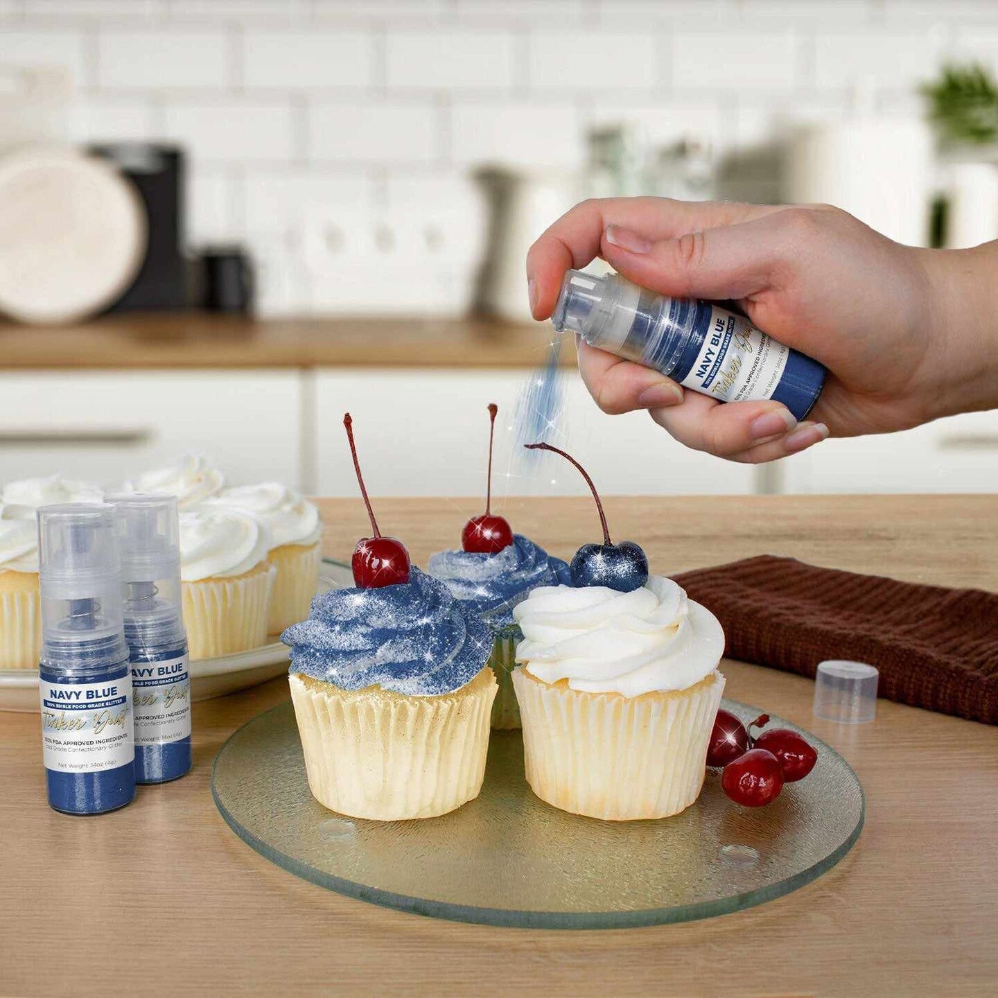 Bakell - Navy Blue Tinker Dust Edible Glitter (25g, 1x Spray Pump) for Food, Desserts, and Beverages!