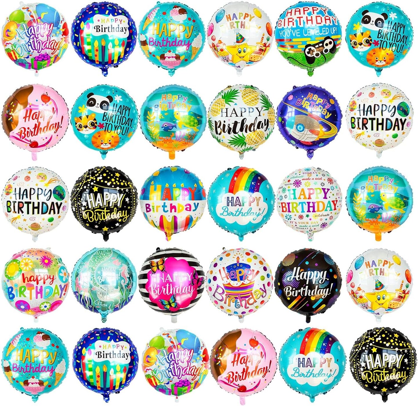 150 Pcs Happy Birthday Mylar Balloons, 18" Birthday Foil Helium Balloons Bulk for Party Decorations