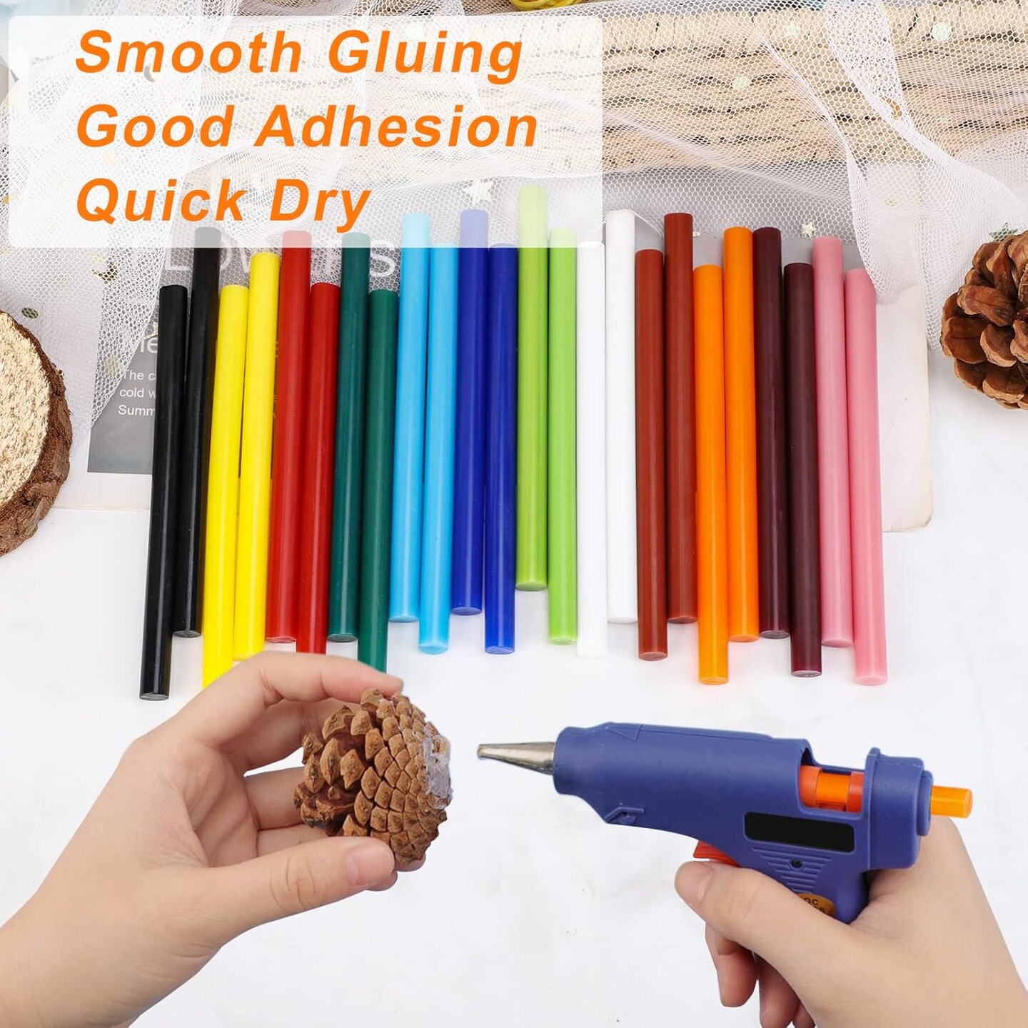Colored Hot Glue Stick, 48 PCS 0.27&#x22; Dia x 4&#x22; Long Mini Hot Melt Glue Sticks Colored, Adhesive EVA Glue Sticks for Sealing Repairing Stamp DIY Art Handmade Car Craft Decoration Office Project