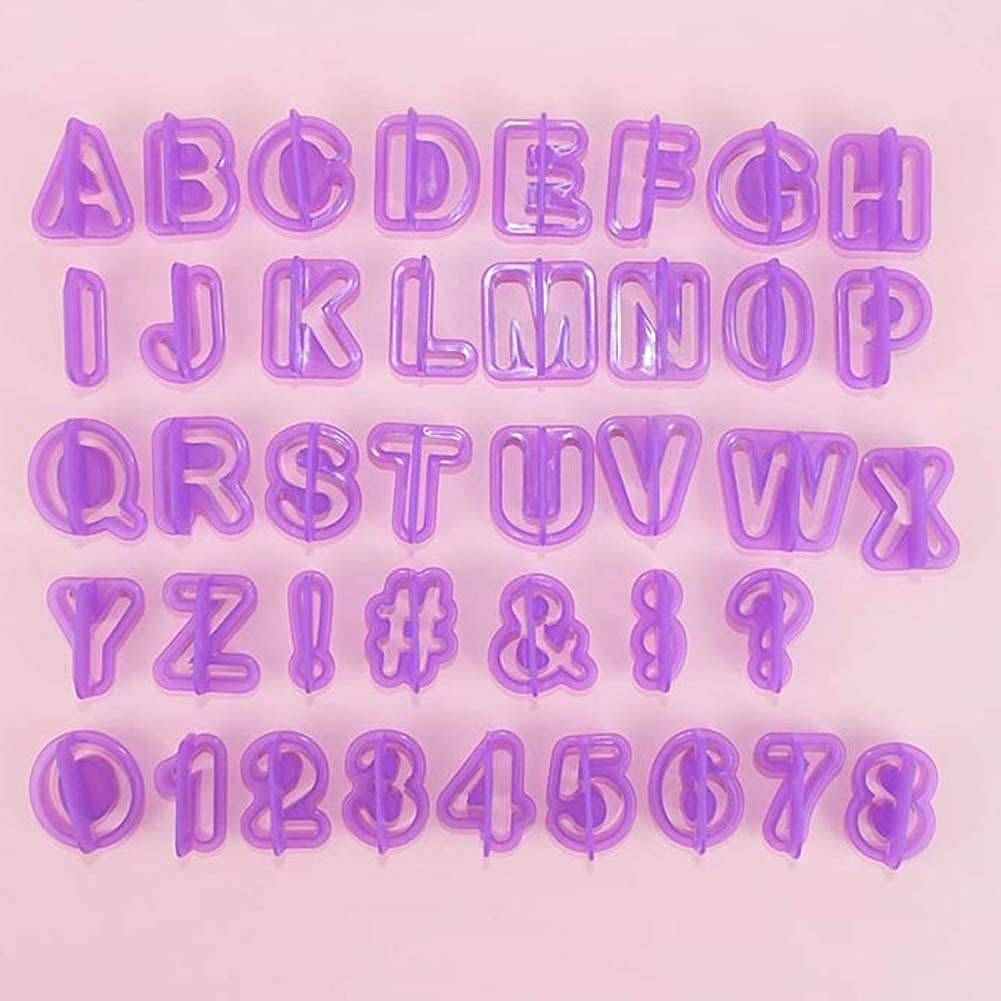 Alphabet &#x26; Number Fondant Cutter Set Purple Mini Molds 40 Pieces