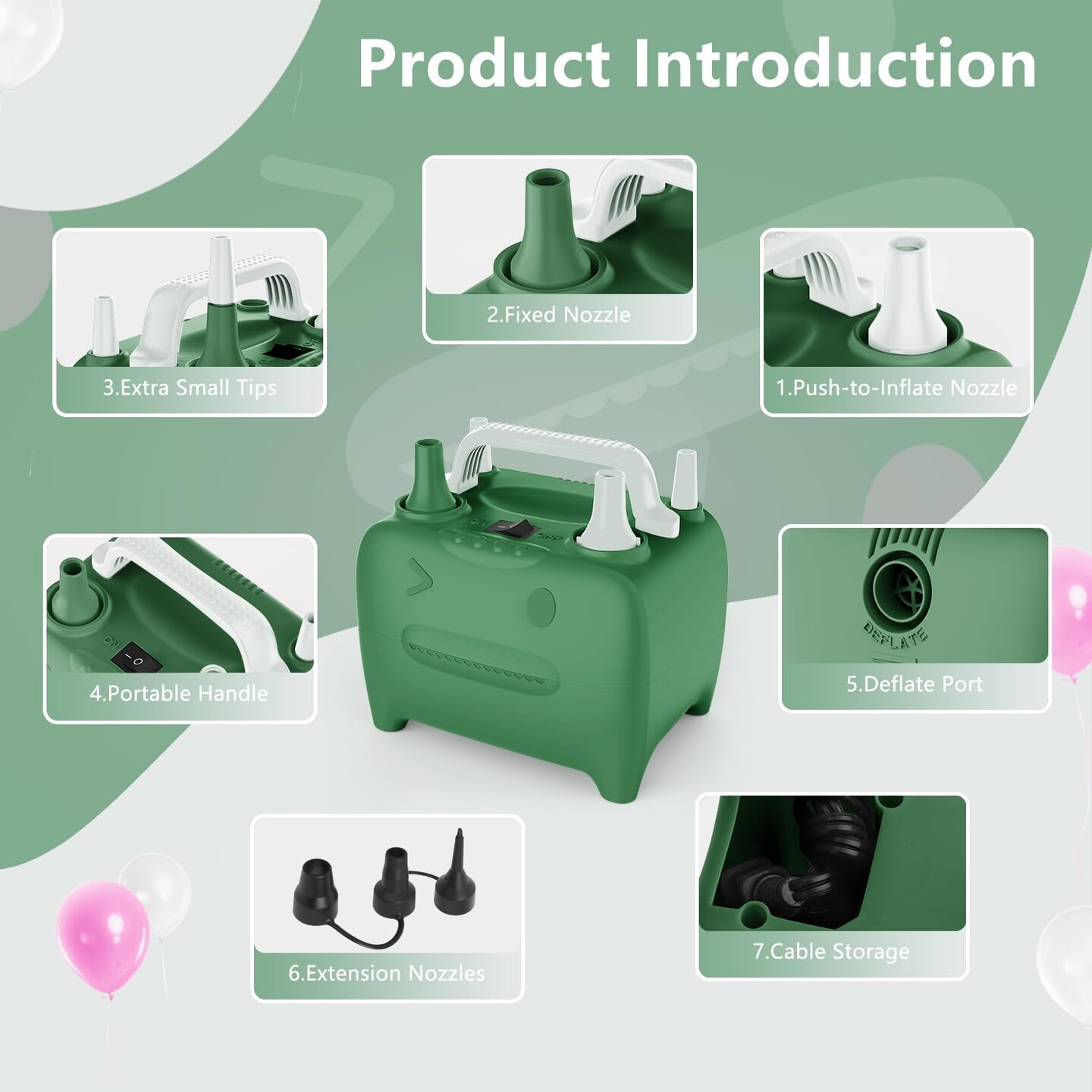 600W Electric Balloon Pump – Portable Dual Nozzle Inflator for Balloons & Party Decorations