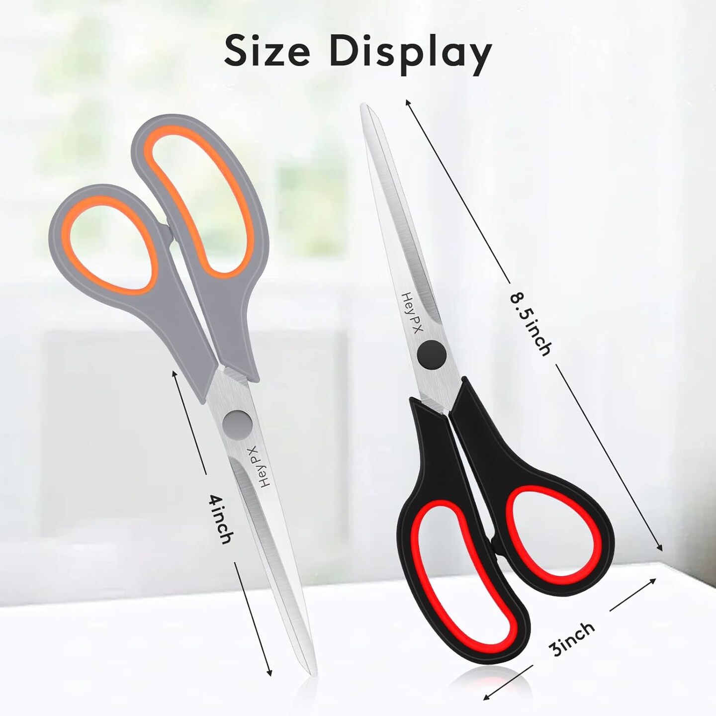 3-Pack 8.5" All-Purpose Scissors – Stainless Steel Heavy Duty with Comfort Grip, Multicolor