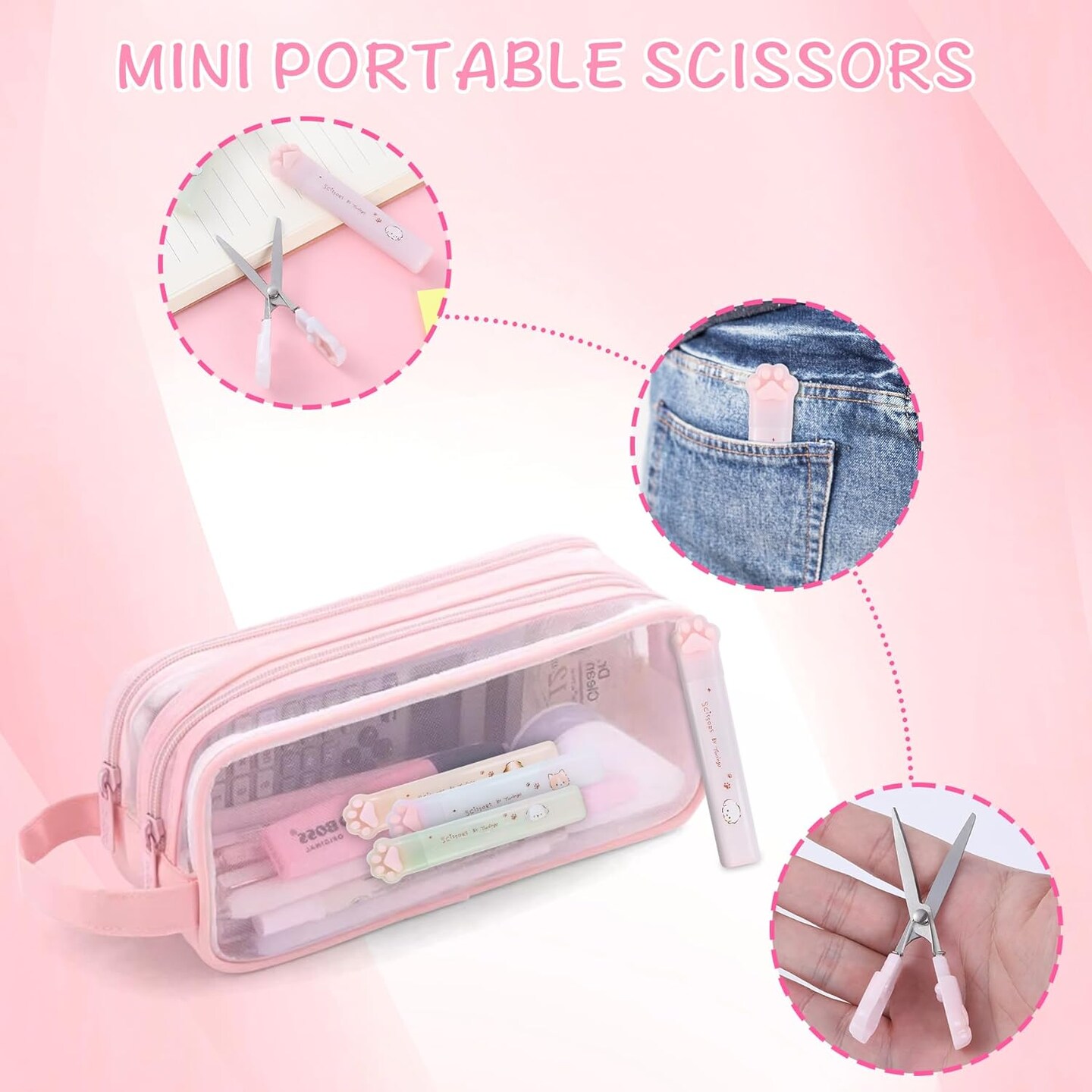 4-Piece Mini Cat Paw Scissors – Stainless Steel, Portable Craft & Scrapbooking Tools