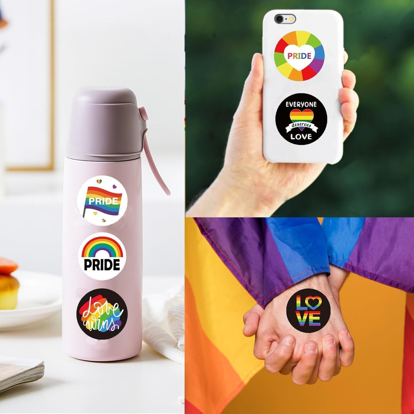 500PCS Pride Support Stickers Roll for LGBTQ, Rainbow Rectangle Pride Stickers, LGBT Pride Accessories, Support LGBTQ Causes Stickers for Pride Month Decorations