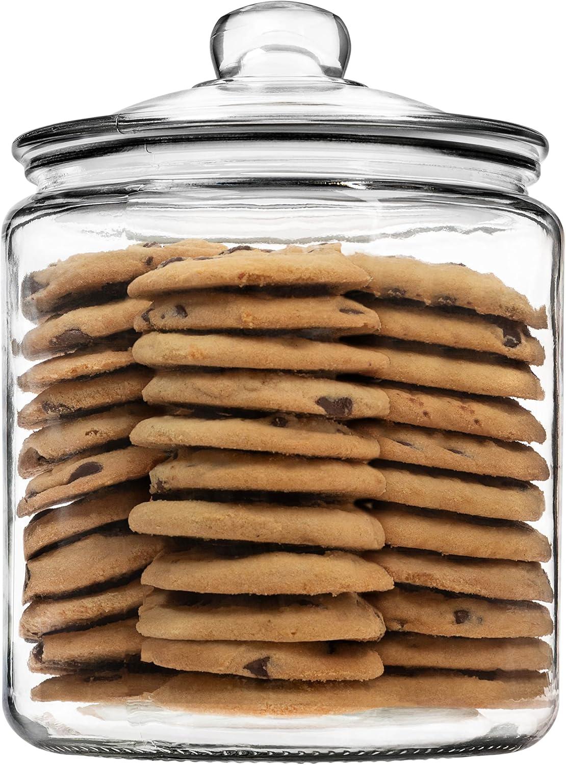 1 Gallon Glass Cookie Jar with Lid &#x2013; Airtight Glass Food Storage Container for Cookies, Candy, Flour, Dog Treats &#x26; More &#x2013; Clear Large Kitchen Jar for Pantry or Laundry Room &#x2013; Pack of 1