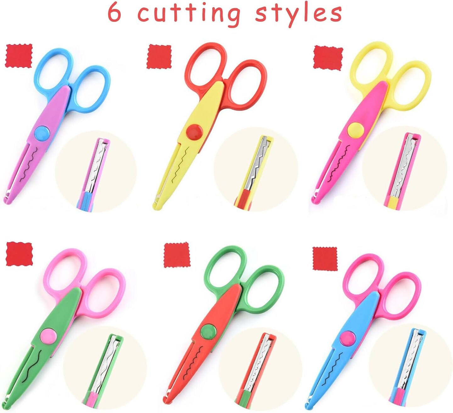 6-Pack Decorative Edge Scissors – 5" Serrated Craft Scissors for DIY, School & Fancy Designs