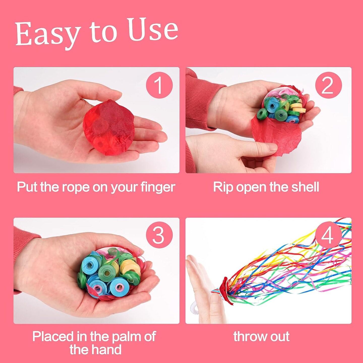 20PCS No-Mess Confetti Poppers – Colorful Party Streamers for Birthday & Wedding