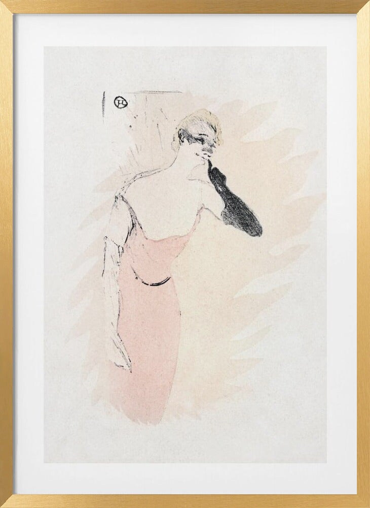 Yvette Guilbert In columbine a Pierrot (1894) by TOULOUSE LAUTREC Framed Art