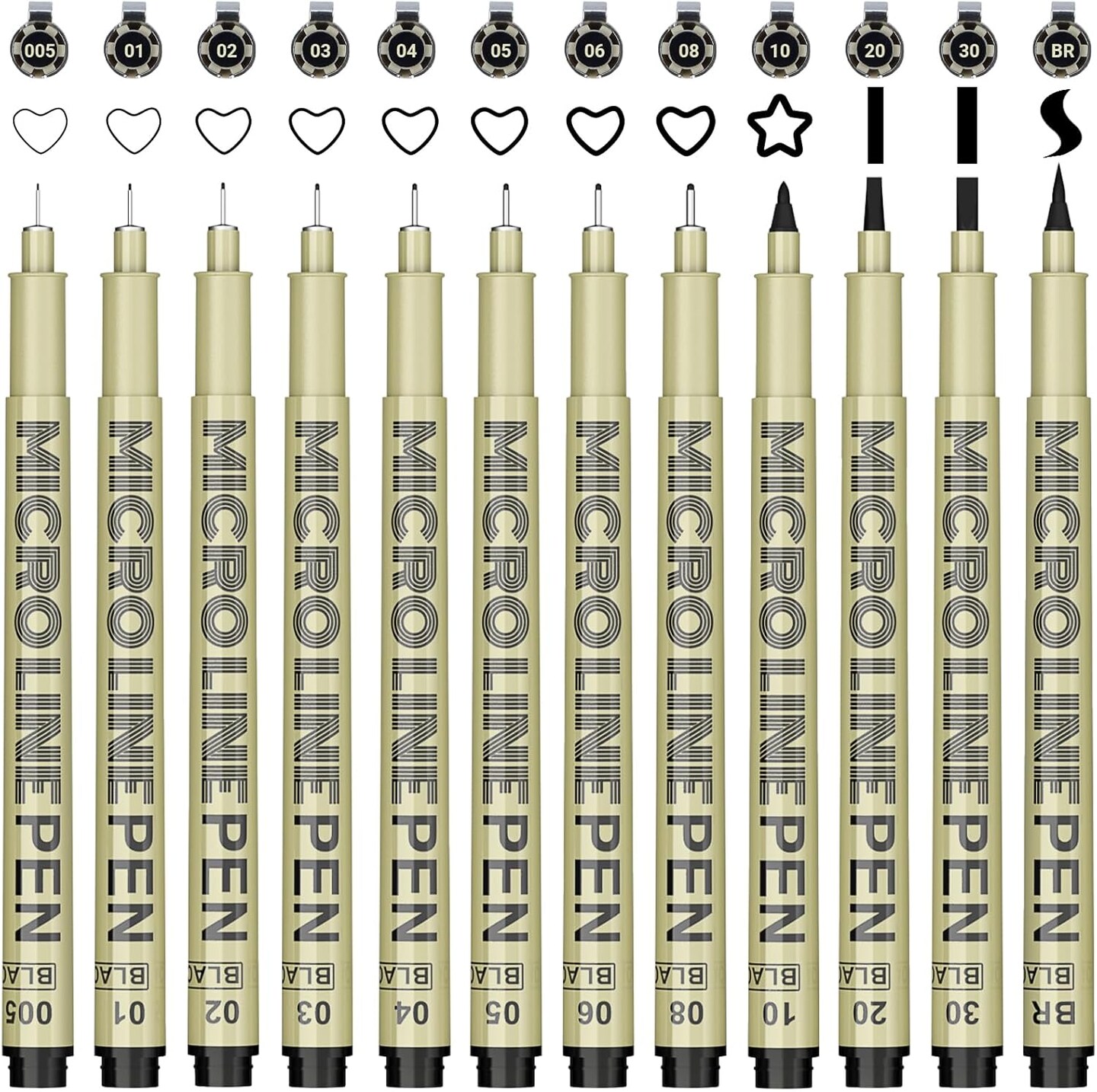 Micro-Pen Fineliner Ink Pens Black: 12 Size Black Micro Pen Set, Fine Line Art Pens for Artists, Waterproof Archival Inking Fine Liners for Technical Drawing, Sketching, Illustration, Manga