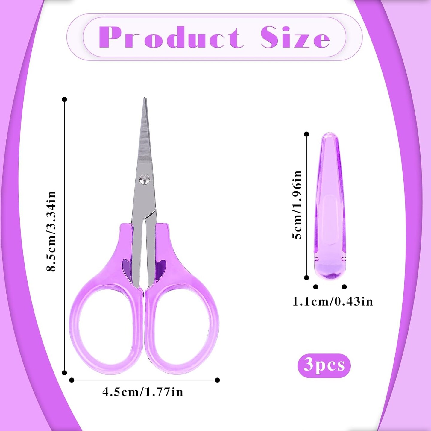 3Pcs Small Scissors All Purpose Craft Scissors Stainless Steel Scissors with Protective Cover Mini Detail Craft Scissors Precision Straight Fine Tips Design for Paper Cutting,Scrapbooking