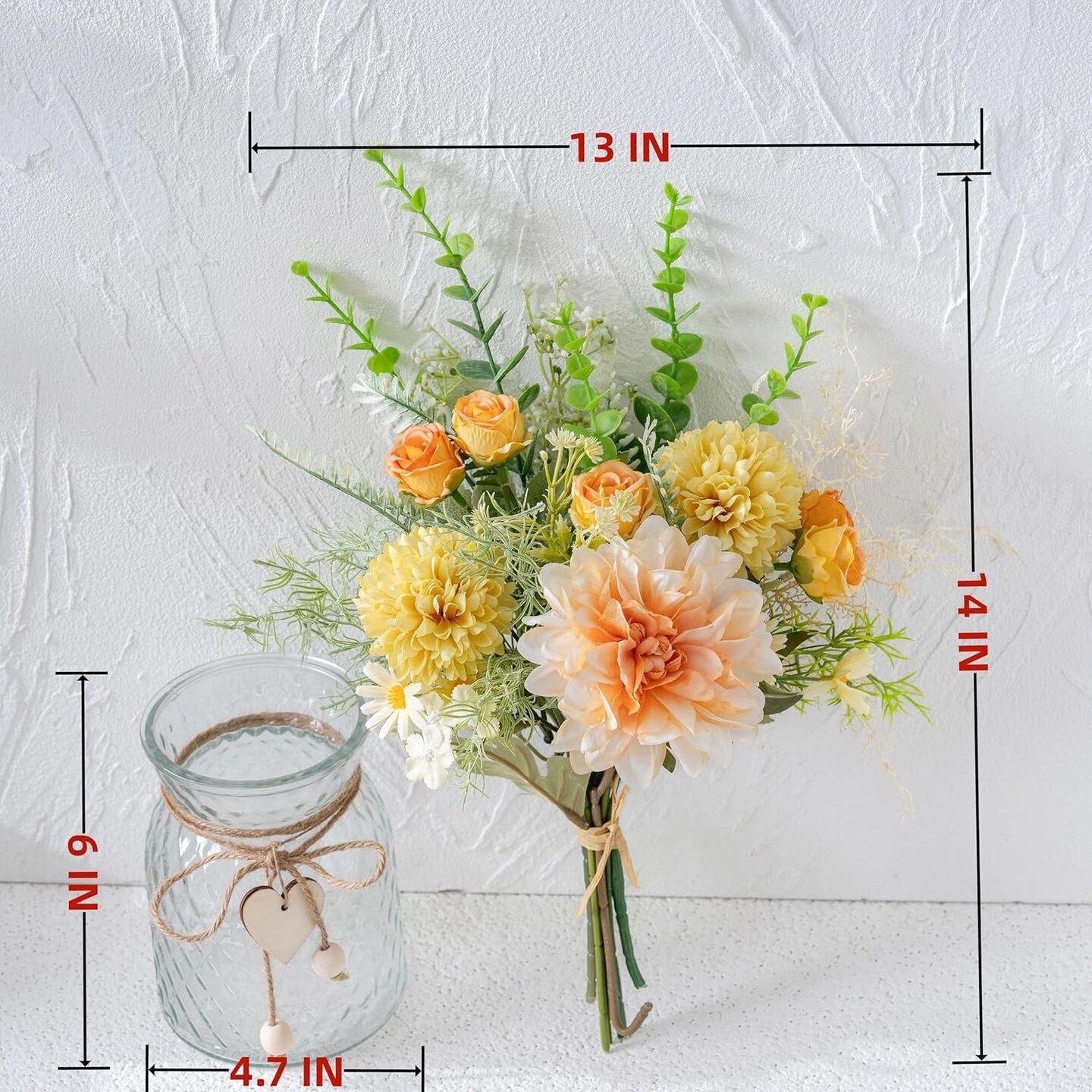 Spring Silk Artificial Yellow and Organe Dandelion Arrangement Centerpiece