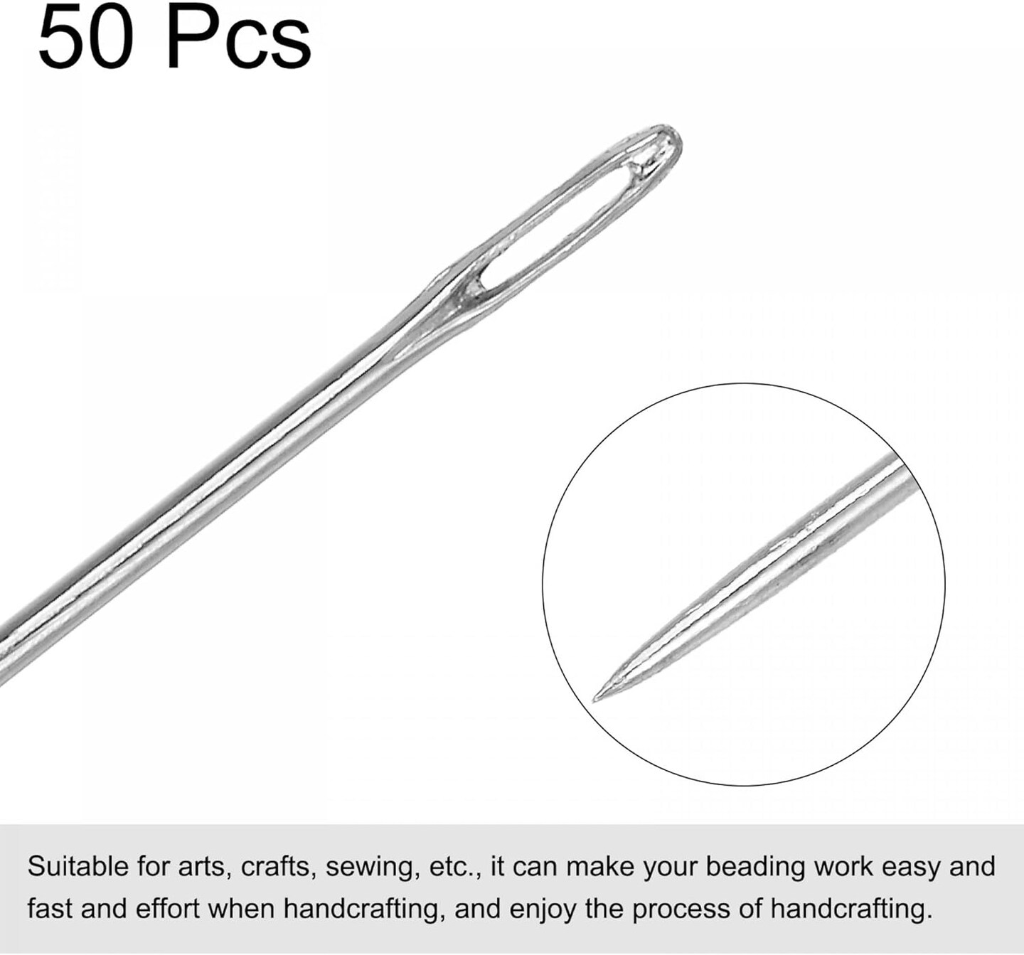 50PCS Fine Beading Needles – 4.72" Stainless Steel for Embroidery & Sewing