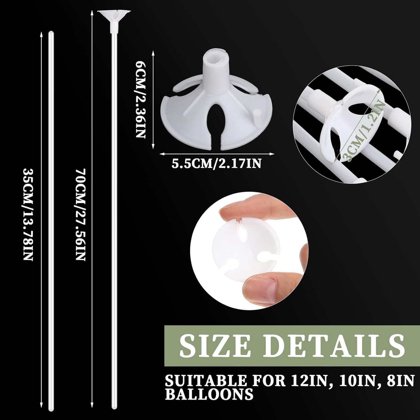 600pcs White Plastic Balloon Sticks with Cups – Reusable Holders for Party, Wedding & Holiday Decor