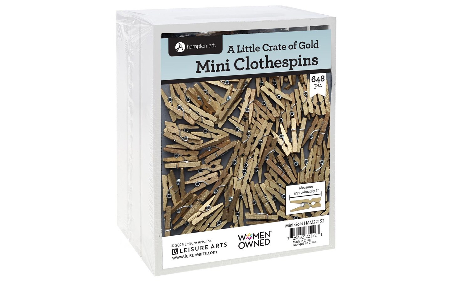 Hampton Little Crate Of Clothespins Mini Gld 648pc