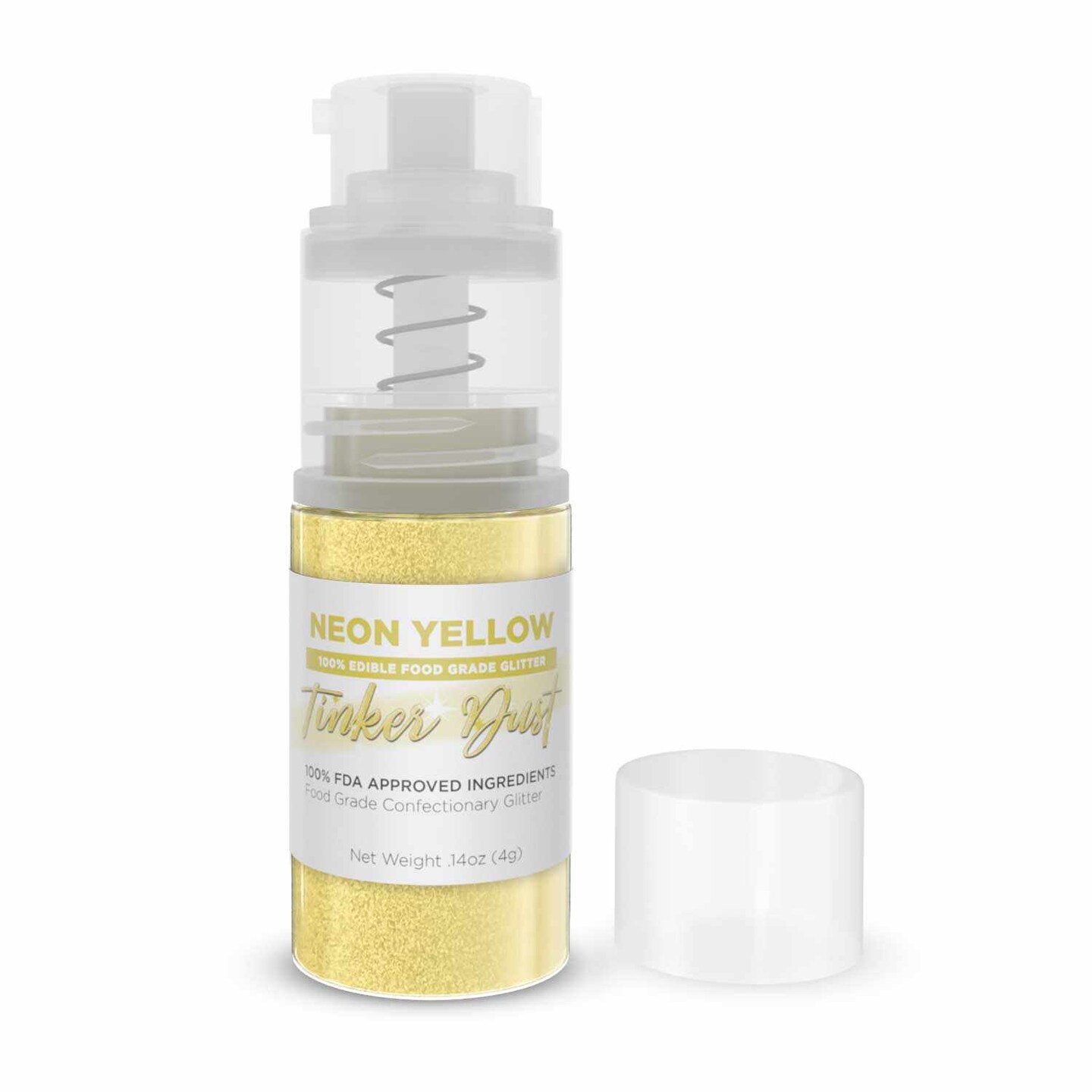 Bakell - Neon Yellow Tinker Dust Edible Glitter (4g, 1x Spray Pump) for Food, Desserts, and Beverages!