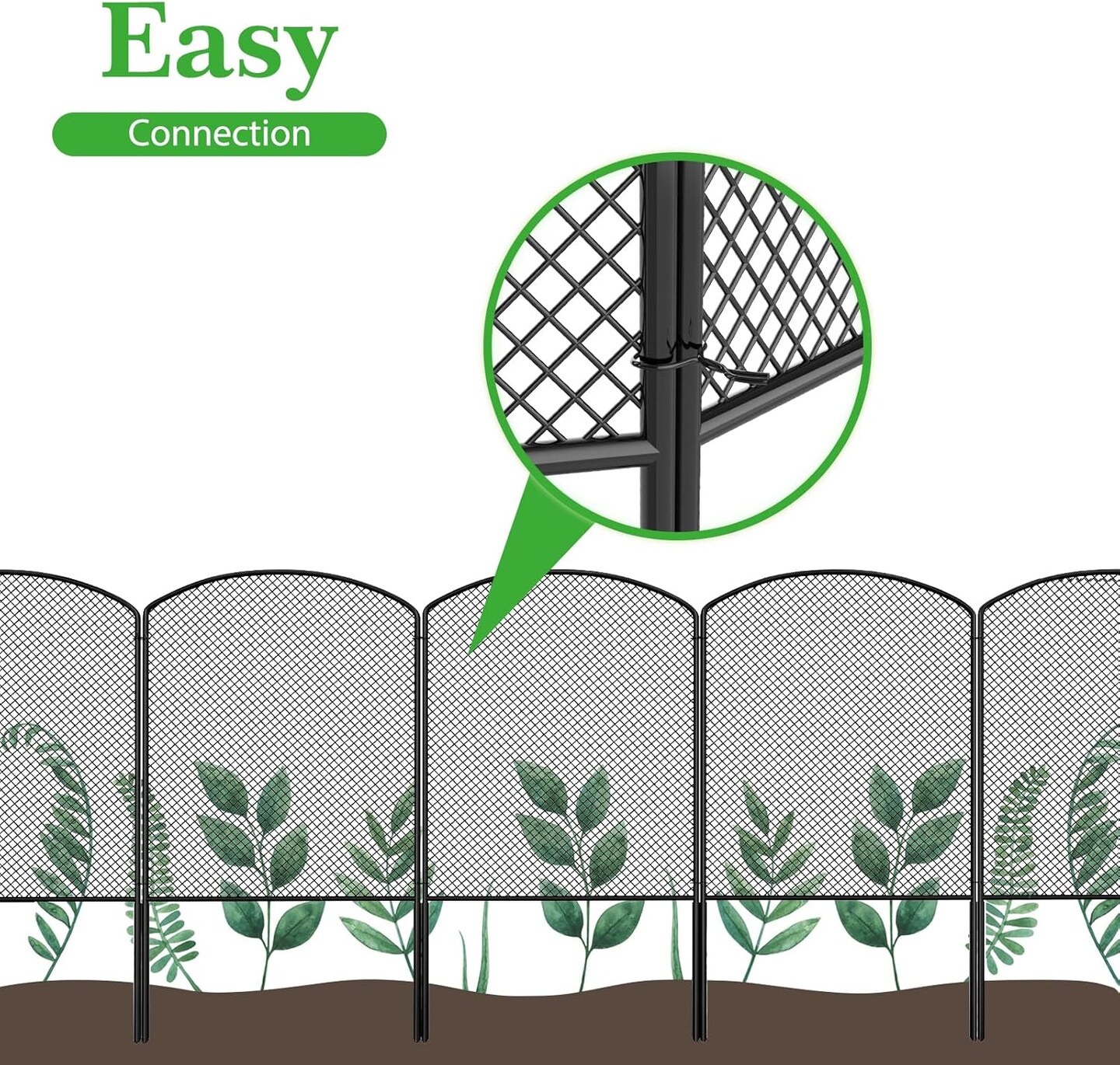 24in/61cm H x 27ft/8.2m L Rustproof Metal Mesh Garden Fence - Decorative Arched Design, Small Animal Barrier for Yard, Patio, Vegetable Gardens (25 Panels, Expandable)