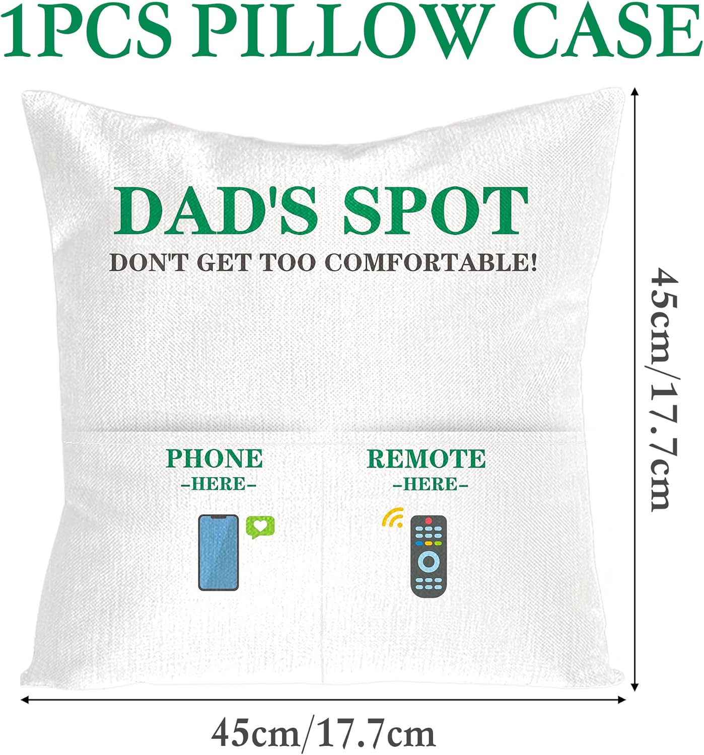 1PCS Dad’s Spot Throw Pillow Case, Father's Day Pillow Cover with 2 Pockets, Father's Day, Birthday, Thanksgiving Gift for Daddy Papa, Father's Day Linen Square Throw Pillow Case for Sofa Bed