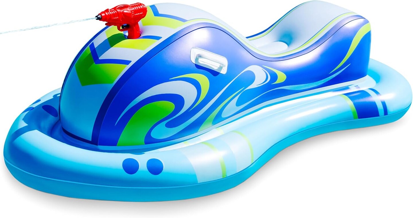 Summer Inflatable Jet Ski Pool Floats Kids, Pool Floaties with Water Gun, Water Fight Toys, Inflatable Battle Fun for Summer