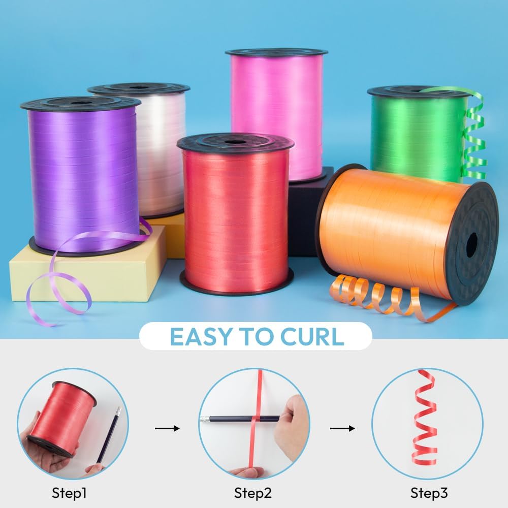 Curling Ribbon White, Balloon String Curly Ribbon 1 Roll for Gift Wrapping