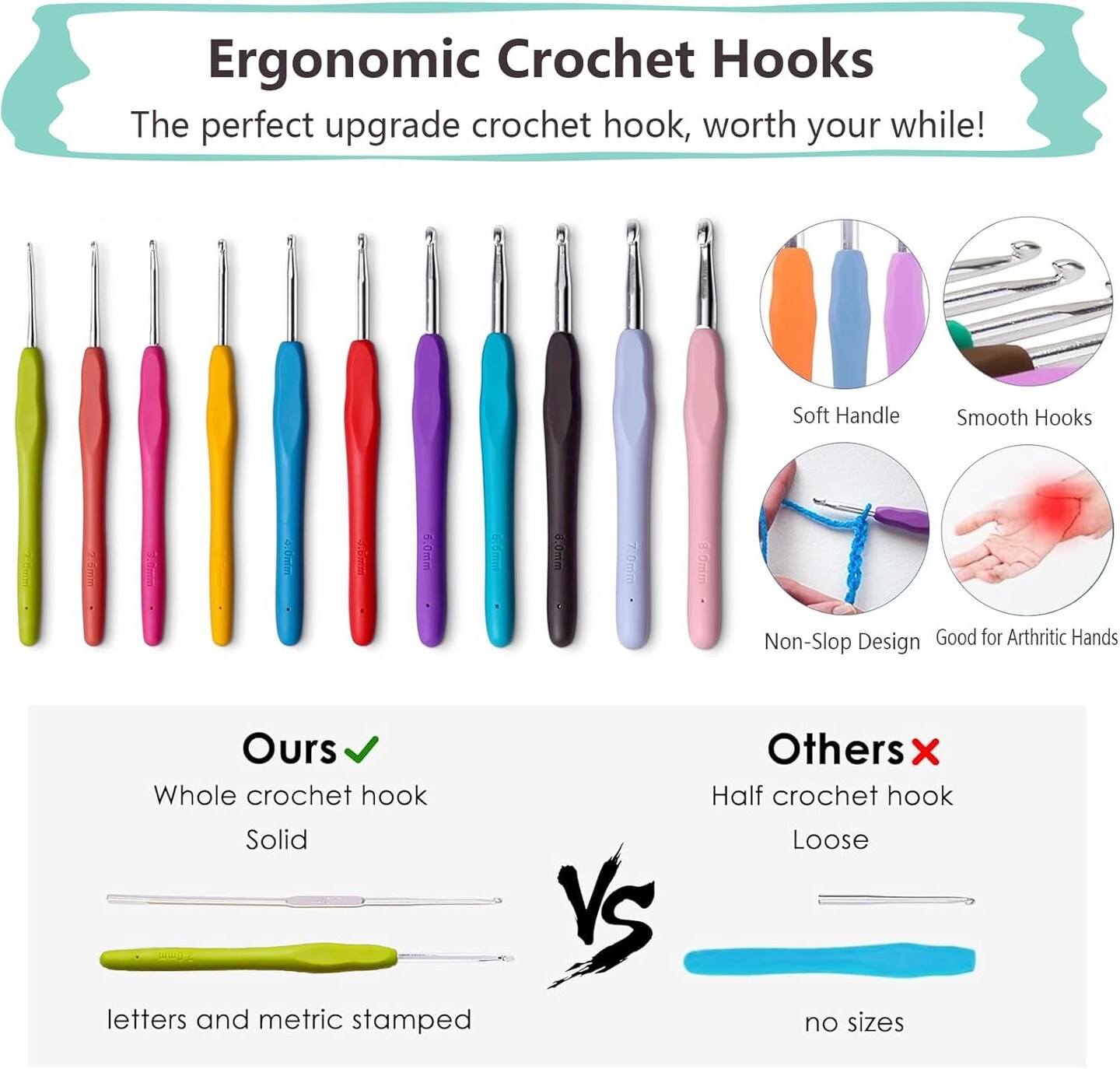 Buylorco Crochet Hooks 11 Size Crochet