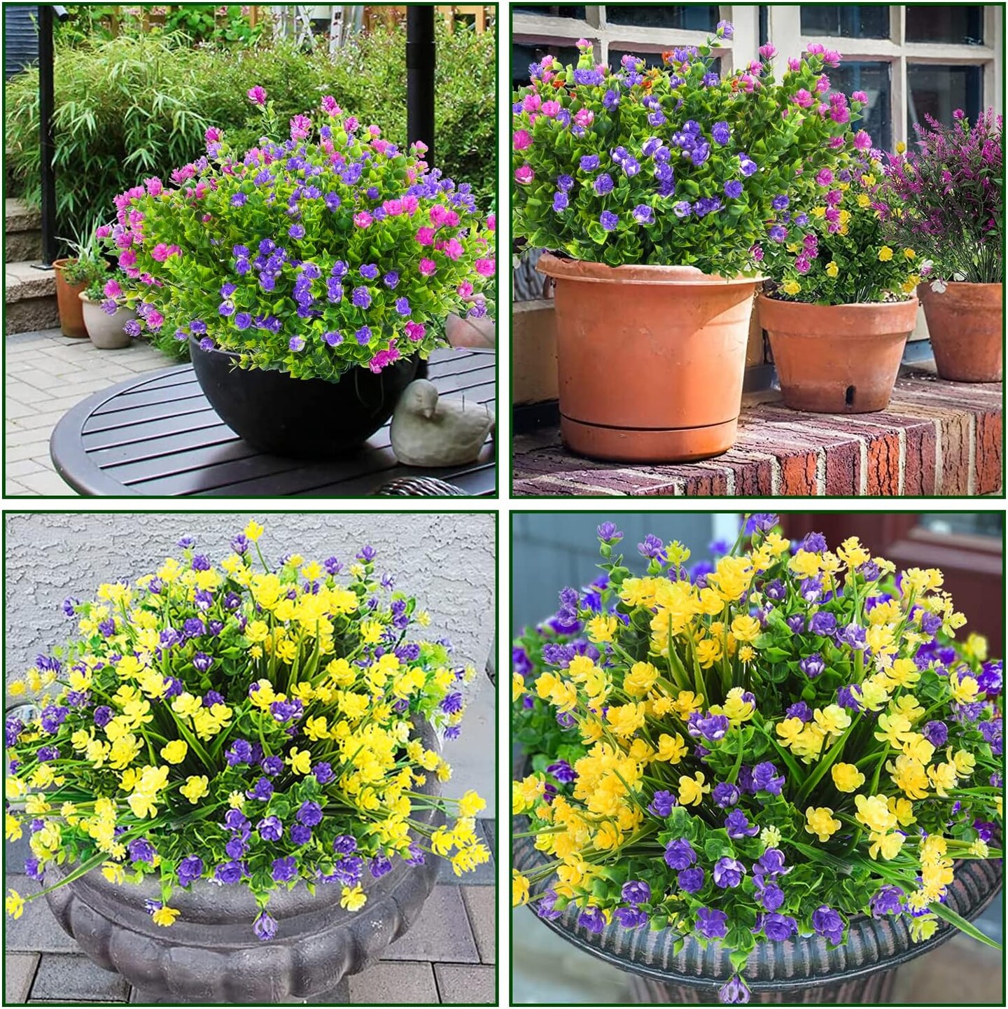 24 Bundles Summer Bushes Artificial Flowers for Outdoors