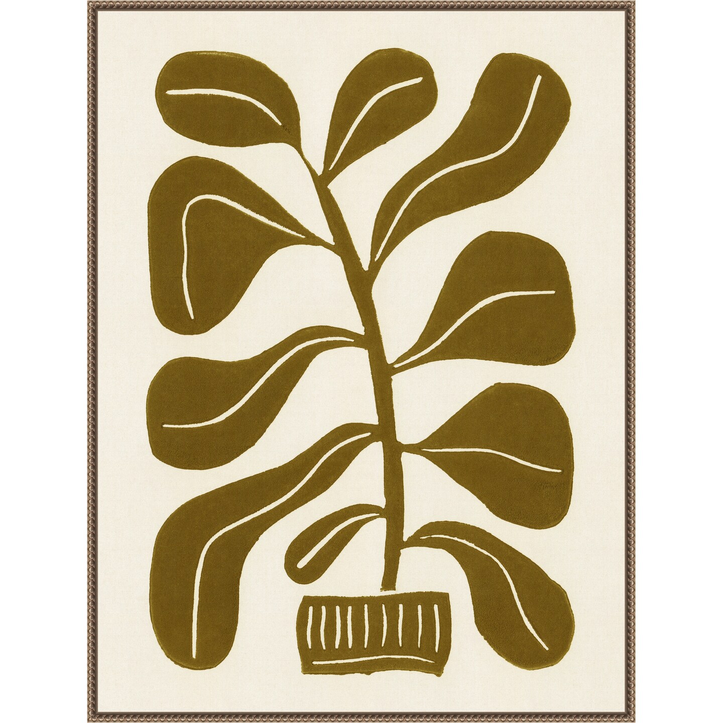 Linocut Houseplant No 2 by Alisa Galitsyna Framed Canvas Wall Art