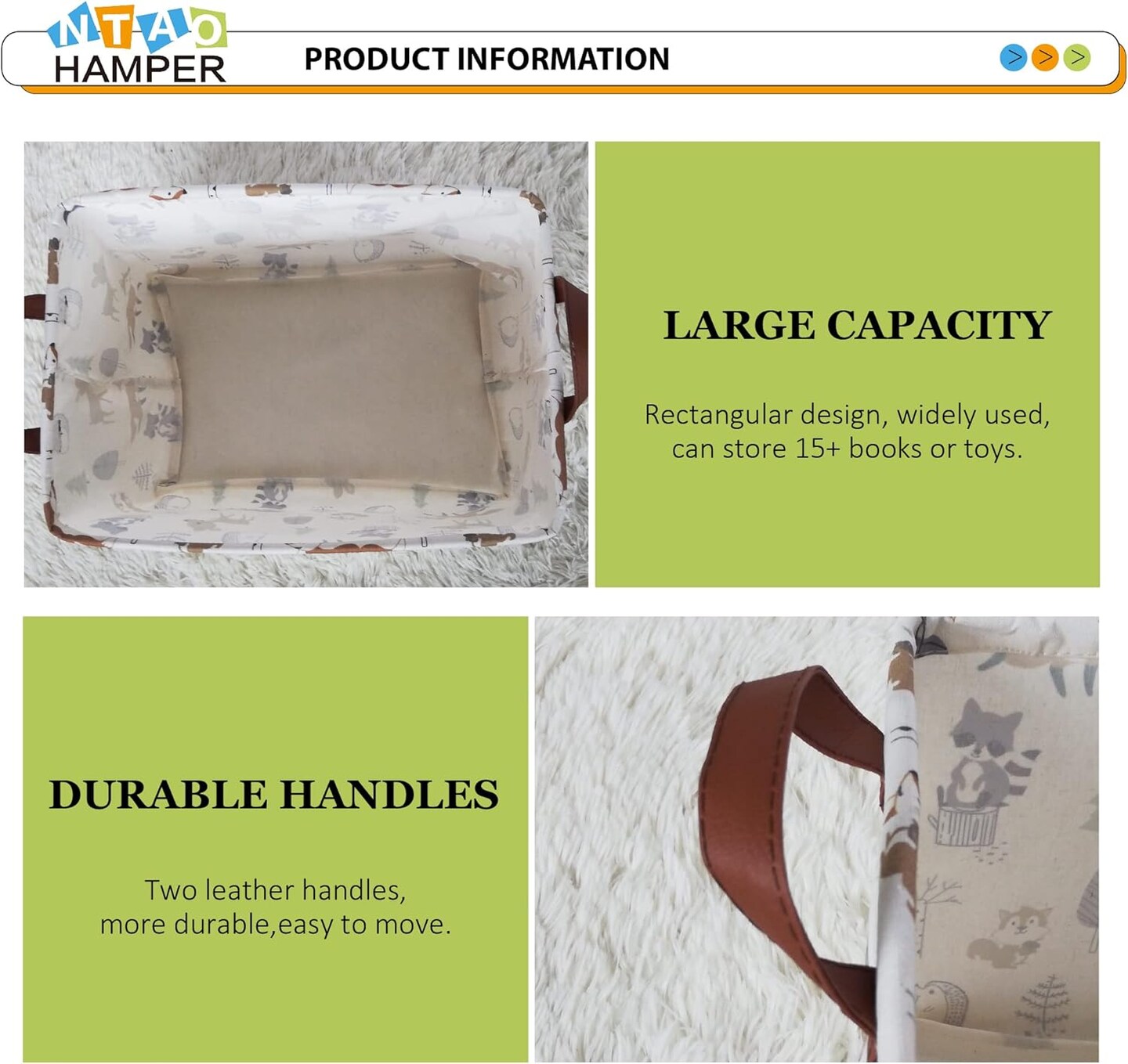 Summer Storage Basket,Collapsible Toys Bin,Books Box,Gift Basket,Room Decor(Animal)