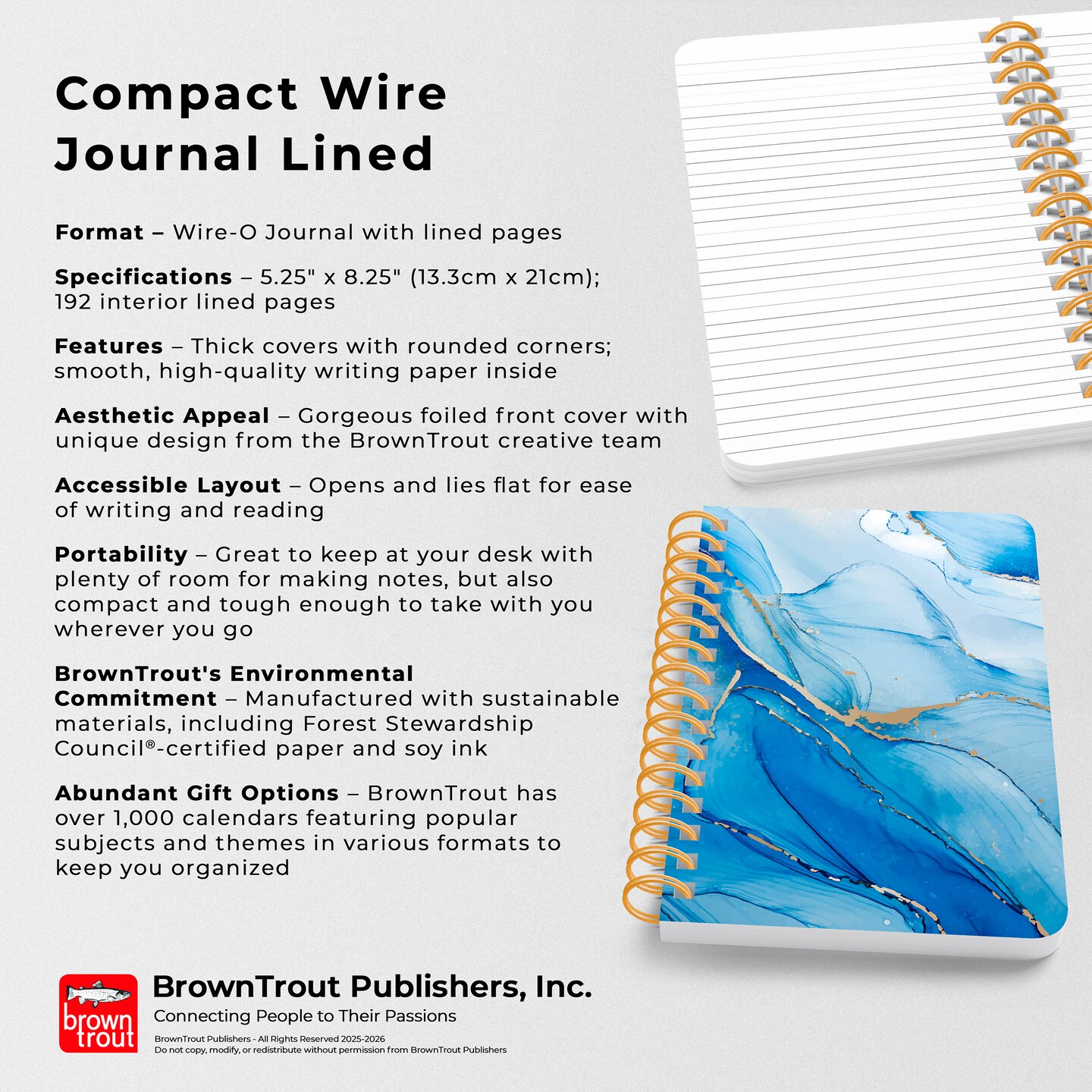 Crackled Blush | 5.25x8.25 Inch Compact Wire Journal | Non-Dated | Foil Stamped Cover