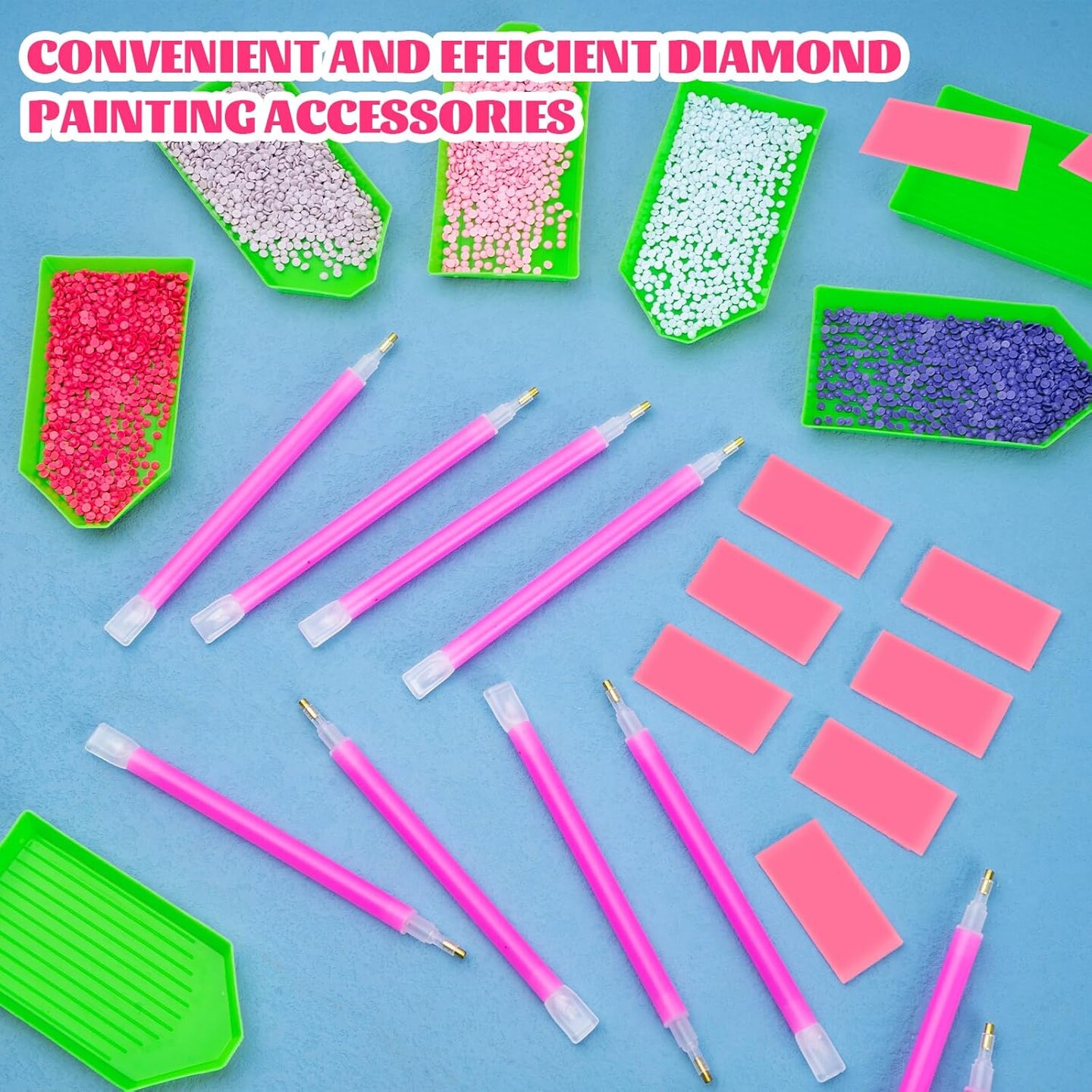 60PCS Diamond Art Painting Tools 5D Diamond Art Wax Accessories with 20 Drill Pen Grip Tray, Diamond Painting Kits for Kids Adults DIY Diamond Painting Crafts