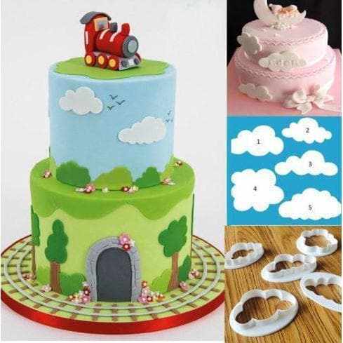 5 PC Clouds and Cloud Shape Cookie Cutter Set