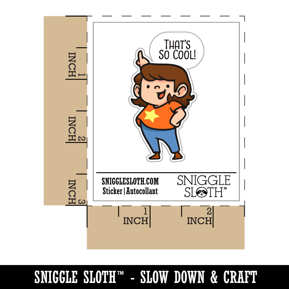 Water Bottle Sticker Set That's So Cool Compliment Cartoon Kid Pointing Cute Waterproof Vinyl Stickers Pack Decal, Skateboard, Laptop, Car, Window, Bumper - 5 Pack