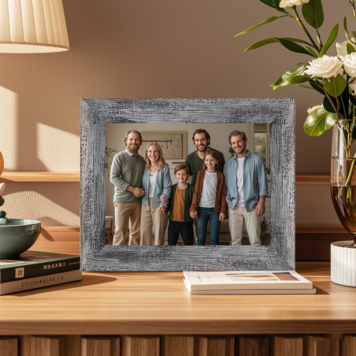 Picture Frames set with Two 11x14, Four 8x10, Four 5x7 Gallery Wall Frame Set,Collage Picture Frame,10Pack Farmhouse wood Photo Frames for living room Wall Gallery Decor or Desk,Rustic Black