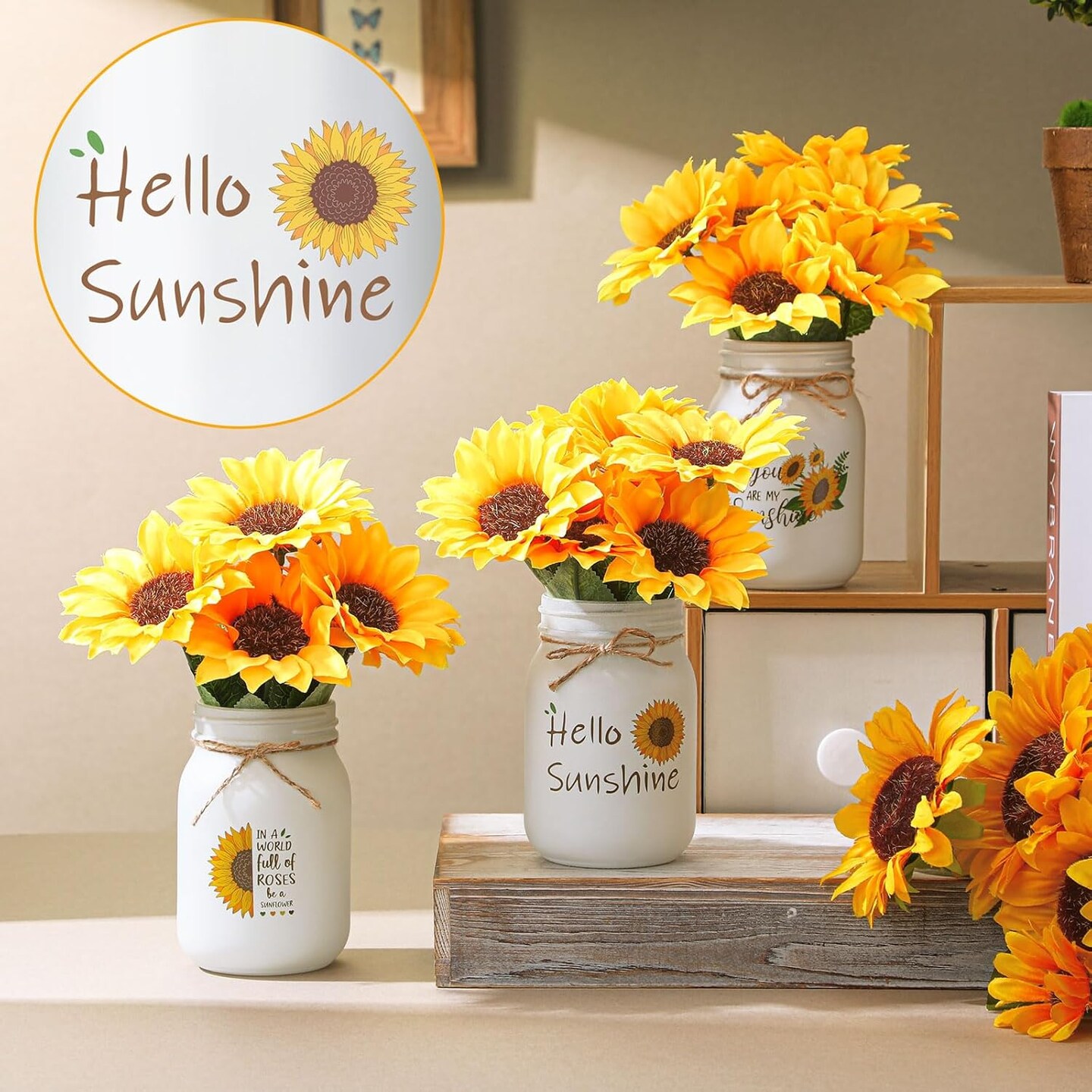 Artificial Sunflower Decor Set of 3 Sunflower Table Centerpiece