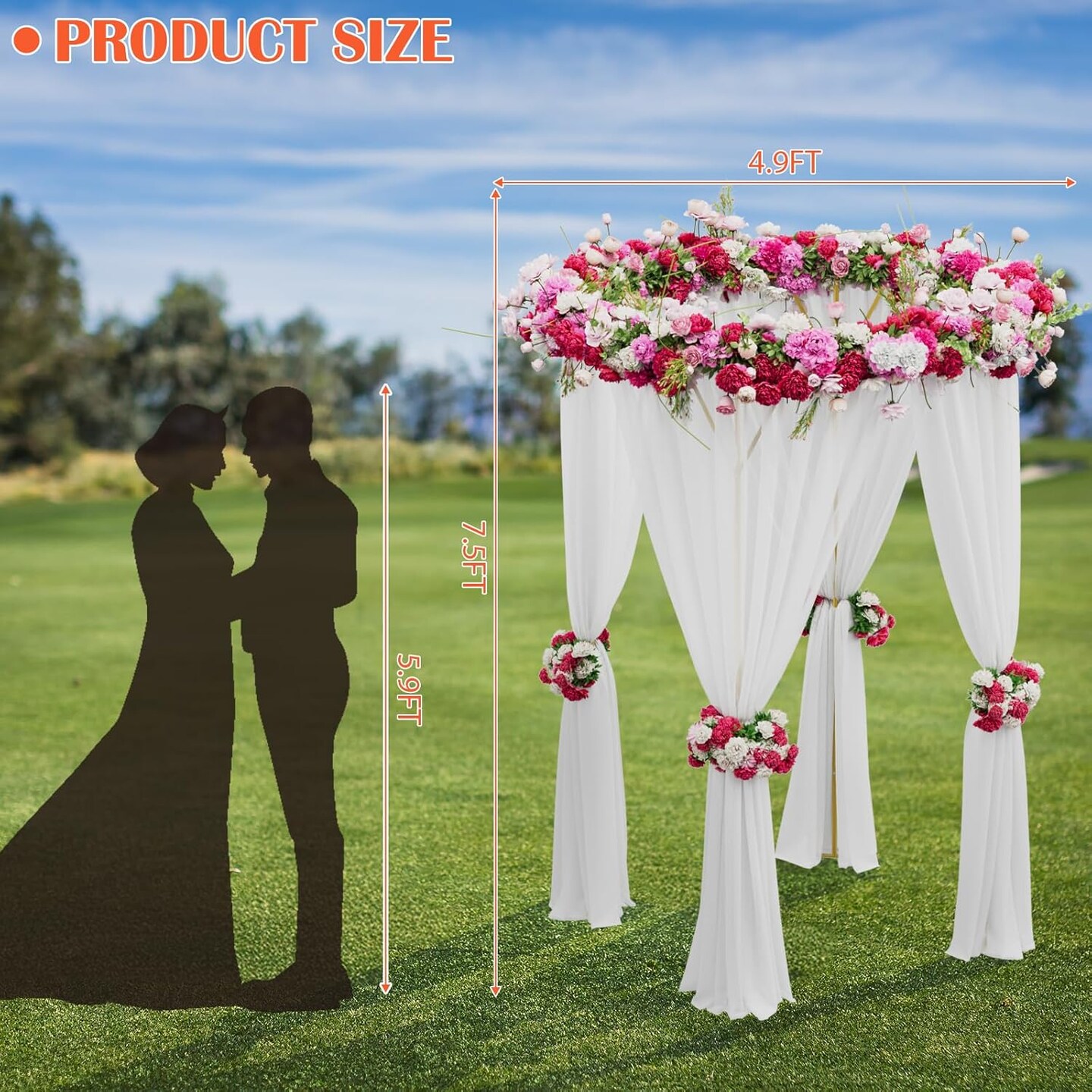 7.5FT Round Gold Wedding Arch Backdrop Stand - Balloon Arch, Garden Trellis, Event Decor for Ceremonies, Parties, Baby Showers, and Outdoor Use